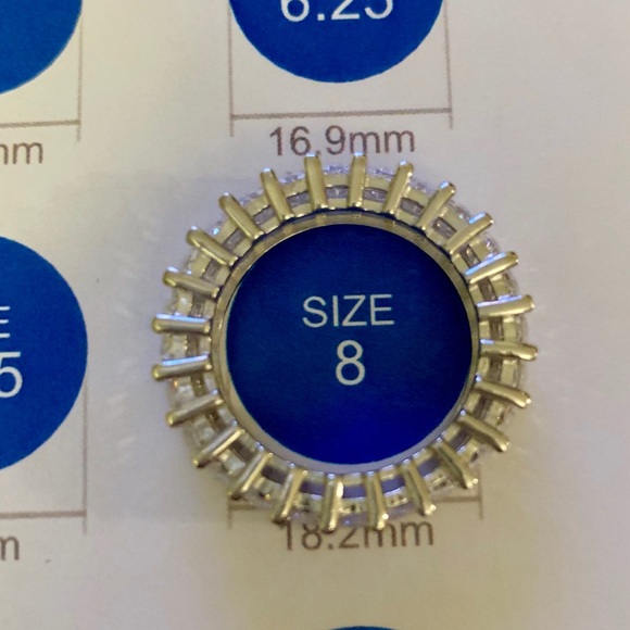 NWOT Sterling Silver Emerald large CZ EternityBand - Picture 6 of 8